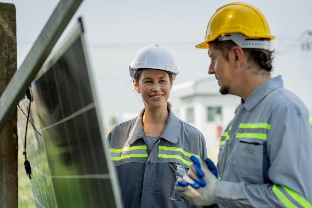 Electrical engineer on solar farm