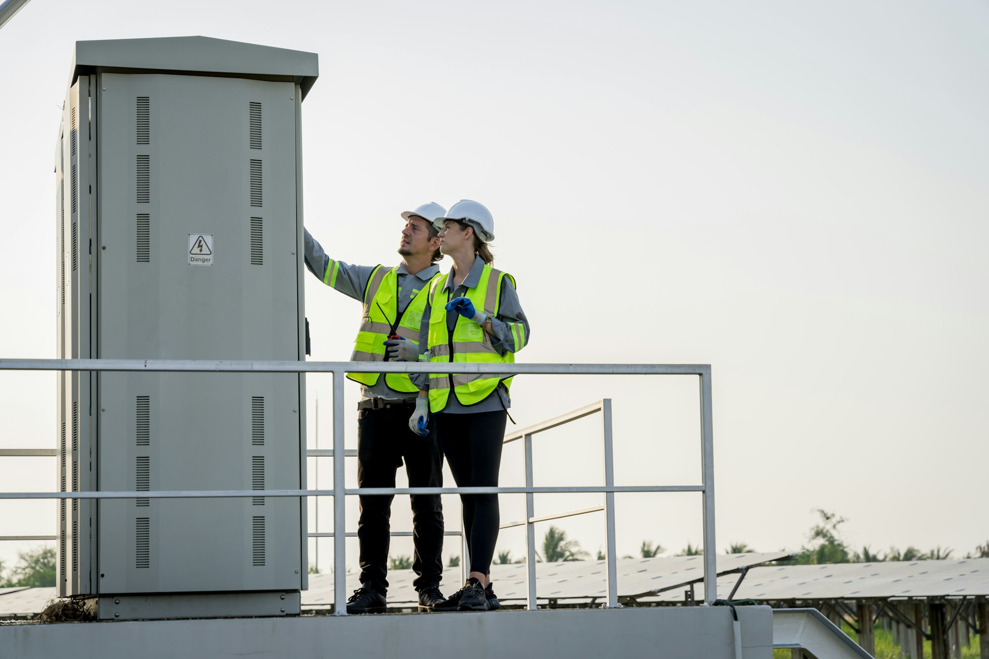 Electrical engineer on solar farm